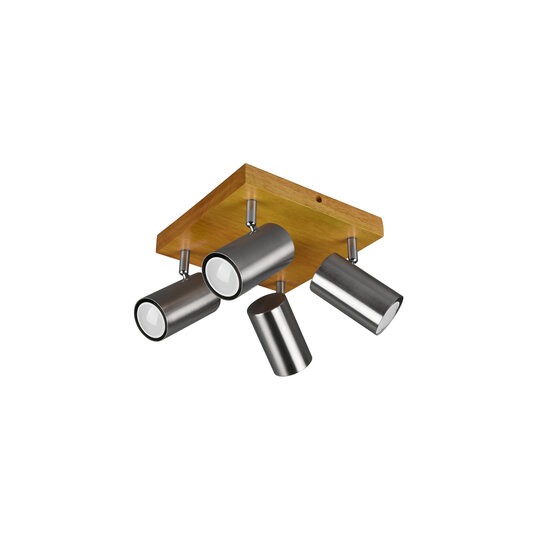 Trio Lighting Foco de techo cuadrado 4 tubos 4xGU10 níquel mate - Iluminación ideal para cualquier espacio