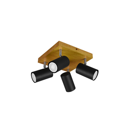 Trio Lighting Spot de plafond carré noir mat 4xGU10 - Éclairage idéal pour chaque espace