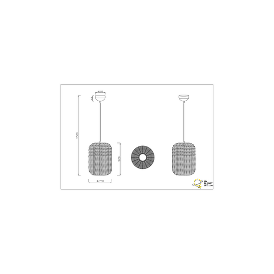 Trio Lighting Kleine verstellbare Sisal-Hängelampe 1xE27 mattschwarz - Ideal für moderne Innenräume