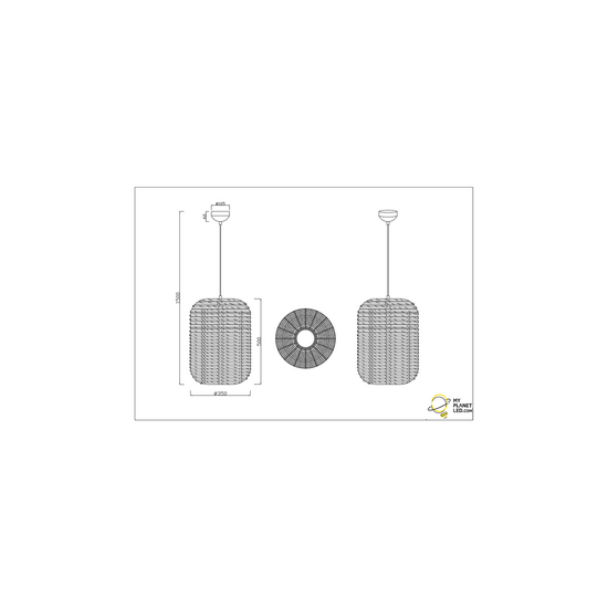 Trio Lighting Gran lámpara colgante de sisal 1xE27 negro mate - Ilumina tu espacio con estilo