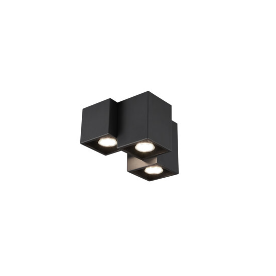 Trio Lighting Ongelijke 3-blokken plafondlamp 3xGU10 mat zwart - Perfect voor moderne interieurs