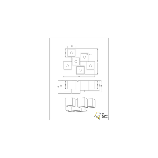 Trio Lighting Lámpara de techo 6 bloques desiguales 6xGU10 negro mate - Iluminación moderna para cualquier espacio
