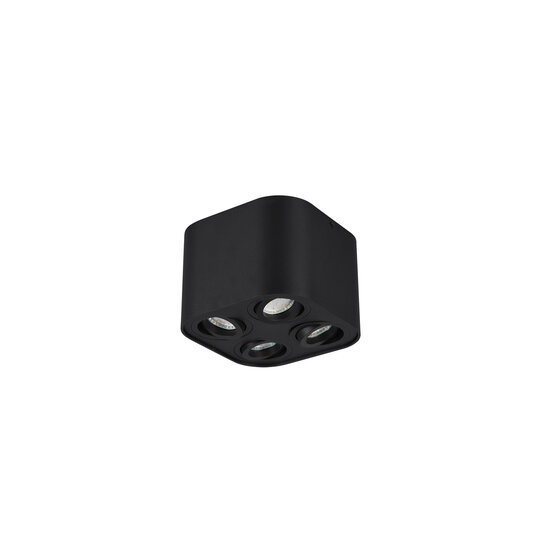Trio Lighting Richtbare ronde mat zwart quartet plafondspot 4xGU10 - Perfecte verlichting voor elke ruimte