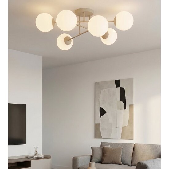 Emibig Emibig ROMA 6 MOKKA OPAL - Moderne plafondlamp voor sfeervolle verlichting
