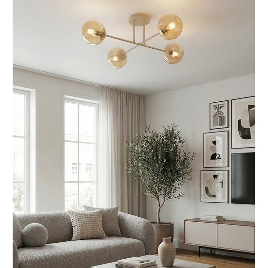 Emibig Emibig ROMA 4 MOKKA AMBER - Moderne plafondlamp voor sfeervolle verlichting