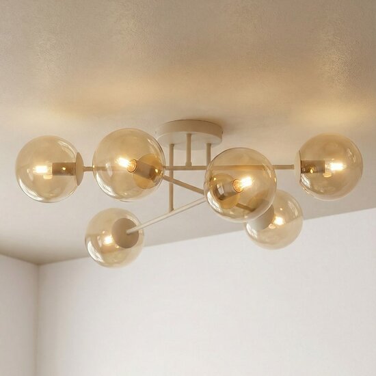 Emibig Emibig ROMA 6 MOKKA AMBER - Moderne plafondlamp voor sfeervolle verlichting