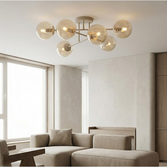 Emibig Emibig ROMA 6 MOKKA AMBER - Moderne plafondlamp voor sfeervolle verlichting
