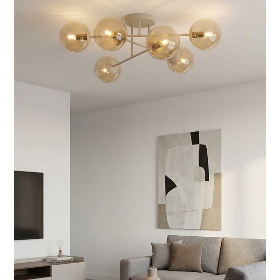 Emibig Emibig ROMA 6 MOKKA AMBER - Moderne plafondlamp voor sfeervolle verlichting