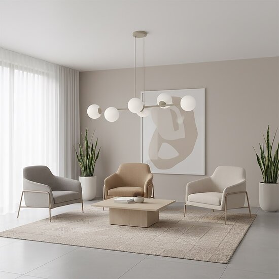 Emibig Emibig MAGNUS 6 MOKKA OPAL - Lampe suspendue moderne pour un éclairage élégant