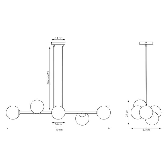 Emibig Emibig MAGNUS 6 MOKKA OPAL - Lampe suspendue moderne pour un éclairage élégant