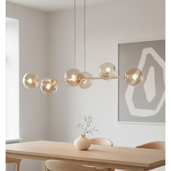 Emibig Emibig MAGNUS 6 MOKKA AMBER - Modern pendant lamp for a cozy atmosphere