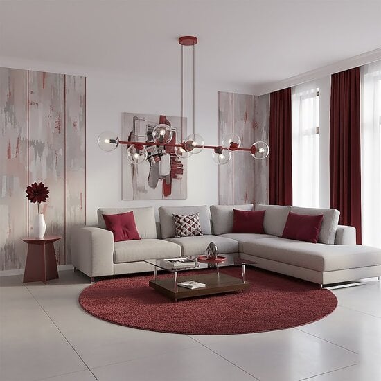 Emibig Emibig MAGNUS 8 BURGUNDY TRANSPARENT - Lampe suspendue moderne pour un éclairage élégant