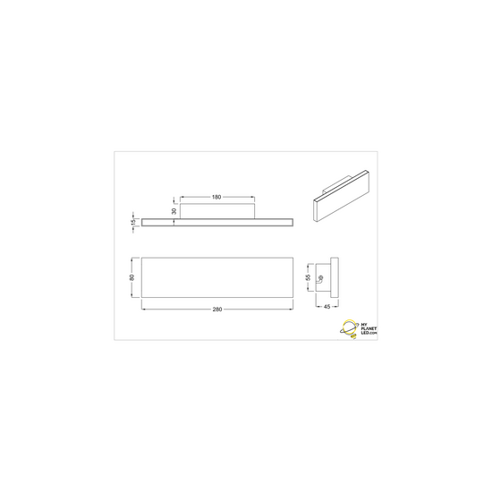 Petite applique murale haut/bas plat blanc mat LED 6W 3000K