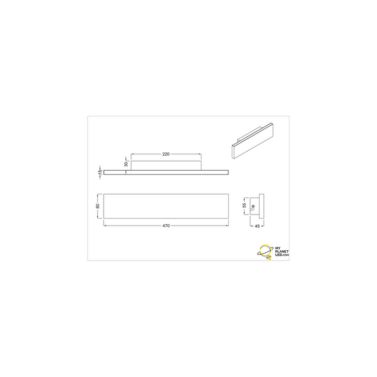 Matt white large flat top/bottom wall lamp LED 9W 3000K