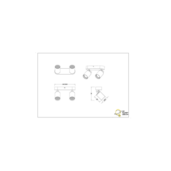 Foco de techo de acento Duo blanco/negro 2xGU10 blanco mate