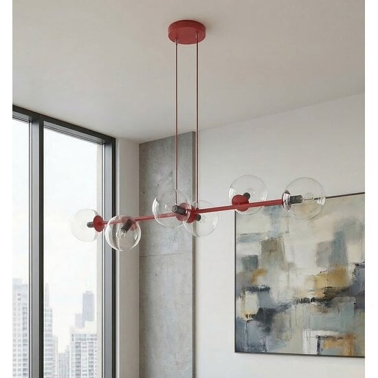 Emibig Emibig MAGNUS 6 BURGUNDY TRANSPARENT - Modern pendant lamp for stylish lighting