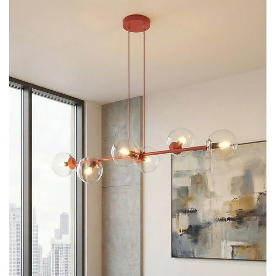 Emibig Emibig MAGNUS 6 BURGUNDY TRANSPARENT - Lampe suspendue moderne pour un éclairage élégant