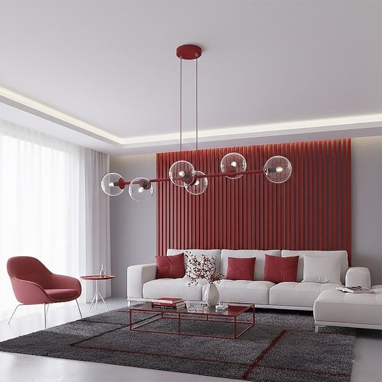 Emibig Emibig MAGNUS 6 BURGUNDY TRANSPARENT - Modern pendant lamp for stylish lighting