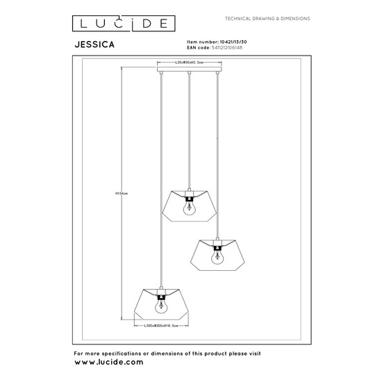 LUCIDE LUCIDE JESSICA - Stylish Pendant Light for Indoor Use