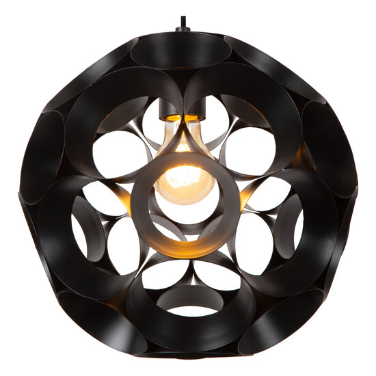 LUCIDE LUCIDE HANNELORE - Hanglamp - Ø 30 cm - 1xE27 - Zwart - Perfect voor sfeervolle binnenverlichting