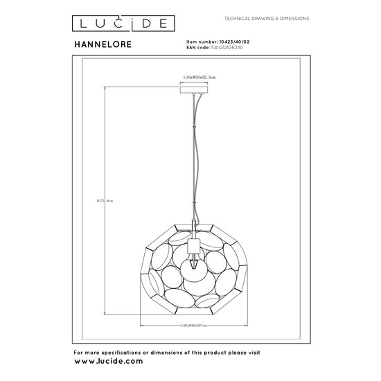LUCIDE LUCIDE HANNELORE - Elegante Hanglamp in Mat Goud