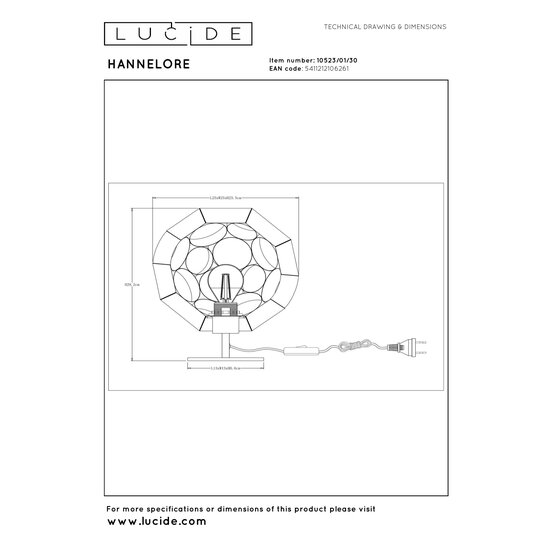 LUCIDE LUCIDE HANNELORE - Lámpara de Mesa - Perfecta para crear un ambiente acogedor