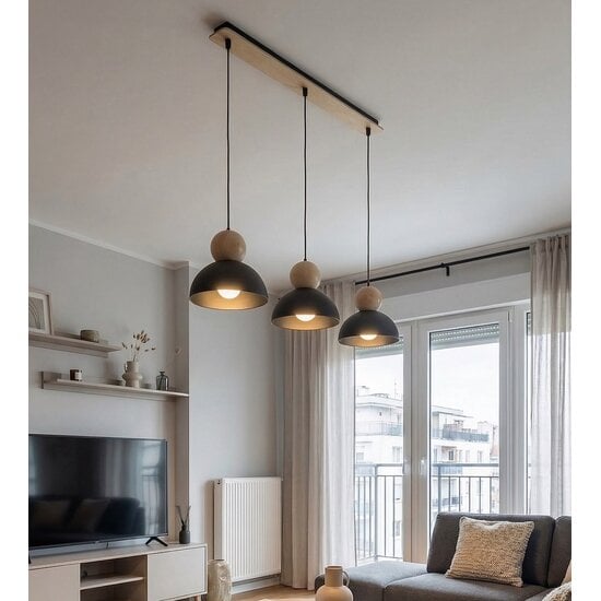 Emibig Emibig KAKI 3 BLACK - Scandinavische hanglamp voor sfeervolle verlichting