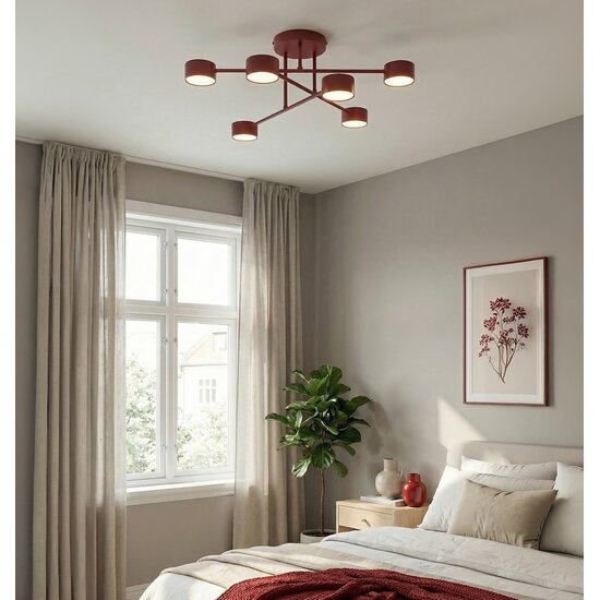 Emibig Emibig HALO 6 BURGUNDY - Moderne plafondlamp voor sfeervolle verlichting