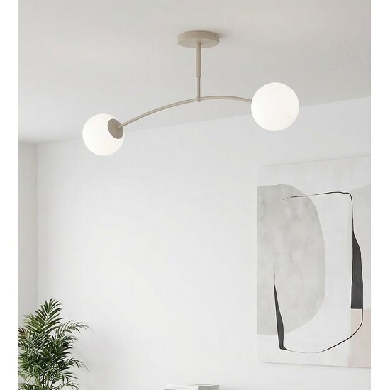 Emibig Emibig PREGOS 2 MOKKA OPAL - Moderne plafondlamp voor sfeervolle verlichting