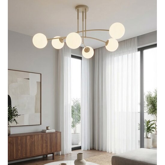 Emibig PREGOS 6 MOKKA OPAL - Lámpara de techo moderna para una iluminación elegante