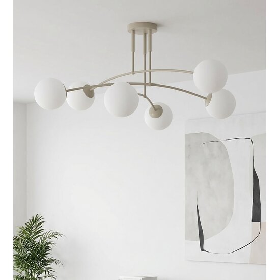 Emibig PREGOS 6 MOKKA OPAL - Moderne plafondlamp voor sfeervolle verlichting
