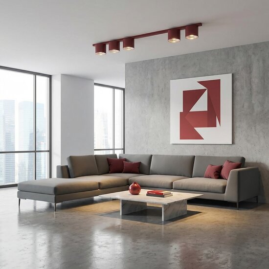 Emibig Emibig NANO 5 BURGUNDY - Minimalist ceiling lamp for a stylish ambiance