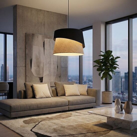 Emibig Emibig CANVA 1 BLACK NATURAL - Moderne Pendelleuchte für jeden Raum
