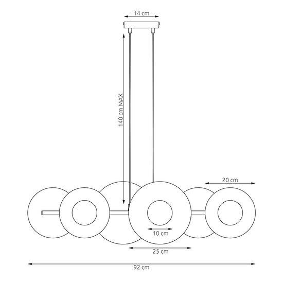 Emibig Emibig UMBRA 6 BLACK - Moderne hanglamp voor sfeervolle verlichting