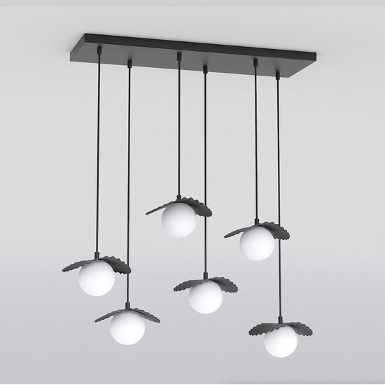 Emibig Emibig FLORA 6 BLACK OPAL - Moderne hanglamp voor sfeervolle verlichting