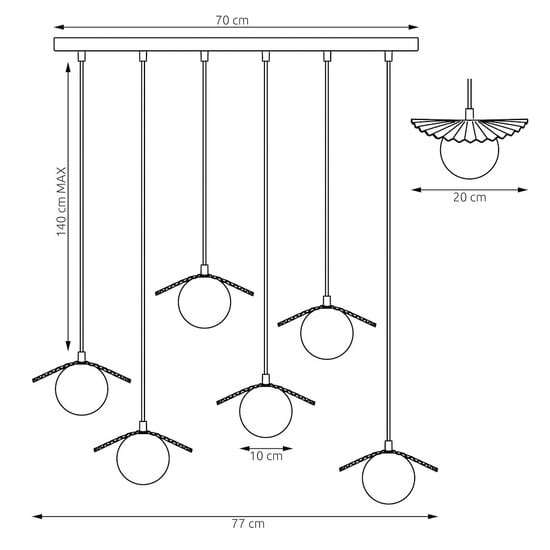 Emibig Emibig FLORA 6 BLACK OPAL - Lampe suspendue moderne pour un éclairage stylé