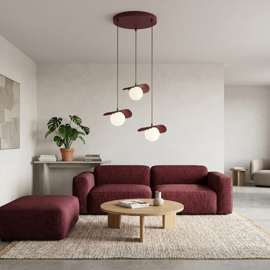 Emibig Emibig FLORA 3PREM BURGUNDY OPAL - Lámpara colgante moderna para espacios elegantes