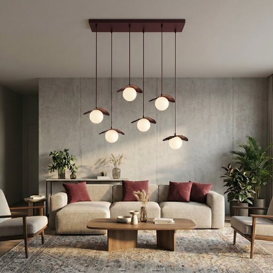 Emibig Emibig FLORA 6 BURGUNDY OPAL - Lampe suspendue moderne pour un éclairage atmosphérique