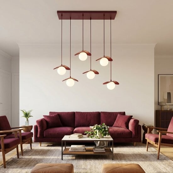 Emibig Emibig FLORA 6 BURGUNDY OPAL - Lámpara colgante moderna para una iluminación atmosférica