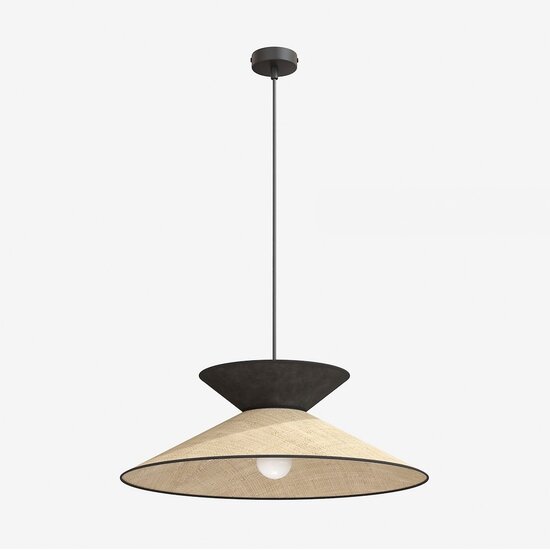 Emibig Emibig SOFTA 1 RATTAN BLACK - Lampe suspendue Japandi élégante pour tous les espaces
