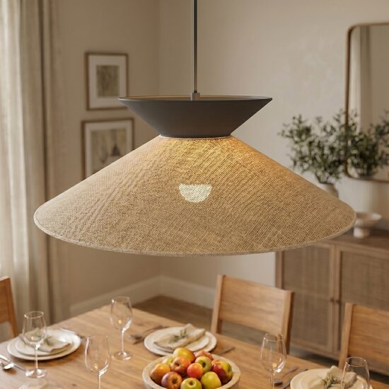 Emibig Emibig SOFTA 1 RATTAN BLACK - Lámpara colgante Japandi elegante para cualquier espacio