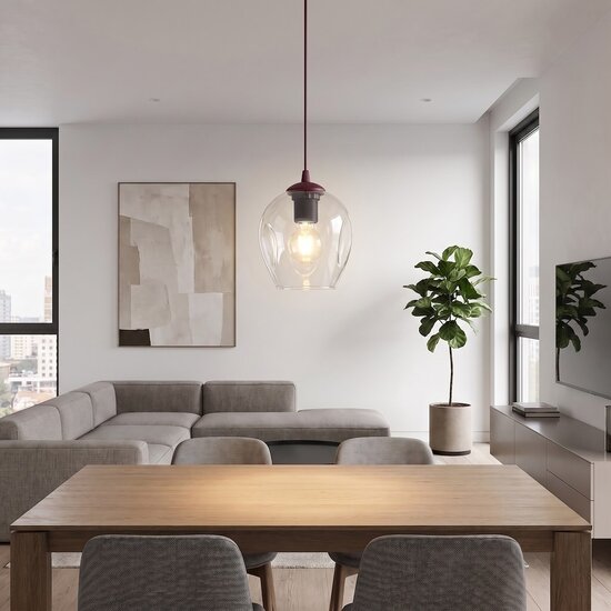 Emibig Emibig ISTAR 1 BURGUND TRANSPARENT - Moderne hanglamp voor elke ruimte
