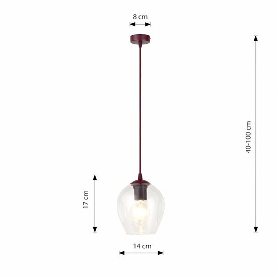 Emibig Emibig ISTAR 1 BURGUND TRANSPARENT - Lámpara colgante moderna para cualquier espacio