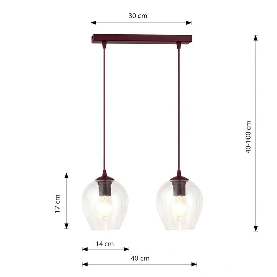 Emibig Emibig ISTAR 2 BURGUND TRANSPARENT - Modern pendant lamp for stylish lighting