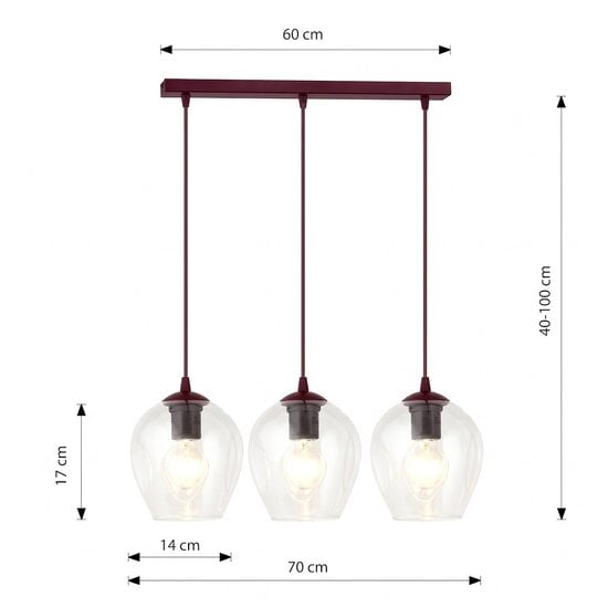 Emibig Emibig ISTAR 3 BURGUND TRANSPARENT - Lámpara colgante moderna para una iluminación elegante