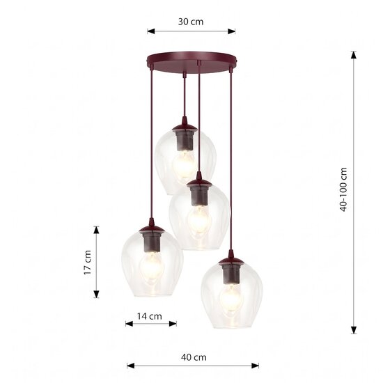 Emibig Emibig ISTAR 4PREM BURGUND TRANSPARENT - Lámpara colgante moderna para una iluminación elegante