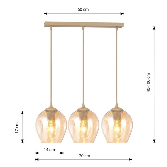 Emibig Emibig ISTAR 3 MOKKA AMBER - Moderne hanglamp voor sfeervolle verlichting