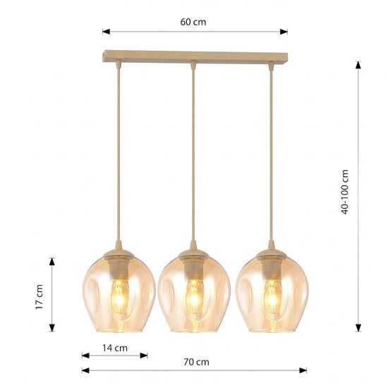 Emibig Emibig ISTAR 3 MOKKA AMBER - Moderne Pendelleuchte für gemütliches Licht