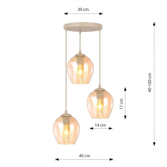 Emibig Emibig ISTAR 3PREM MOKKA AMBER - Moderne hanglamp voor sfeervolle verlichting