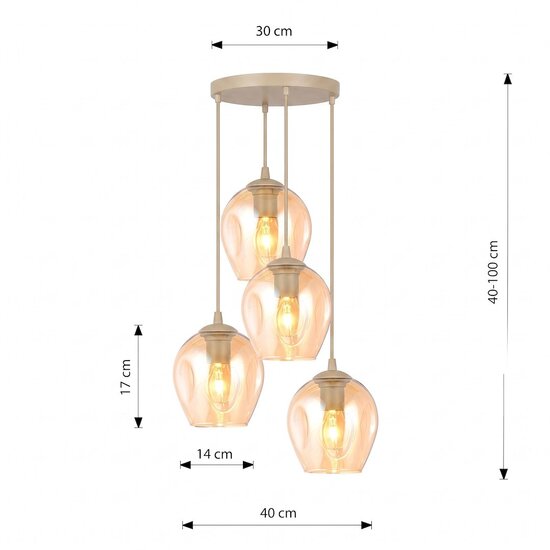 Emibig Emibig ISTAR 4PREM MOKKA AMBER - Modern pendant lamp for stylish lighting